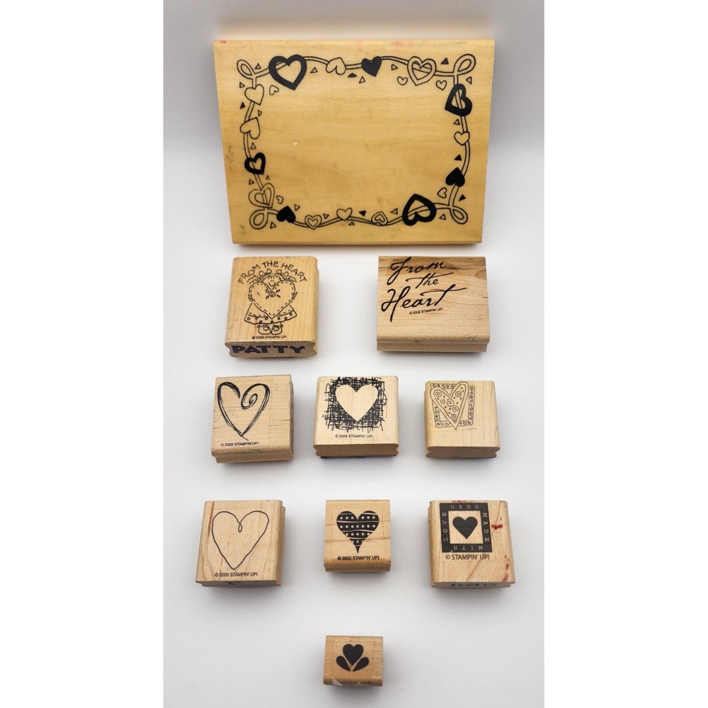 Love‎  Themed Rubber Stamps On Wooden Blocks Lot Of 9